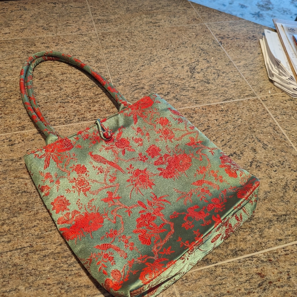 Handmade Satin Brocade Bag EUC